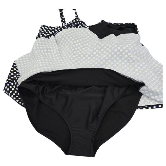 Jaclyn Smith One Piece Swimsuit Polka Dot Black White Layered Womens Size 20 - Picture 8 of 14